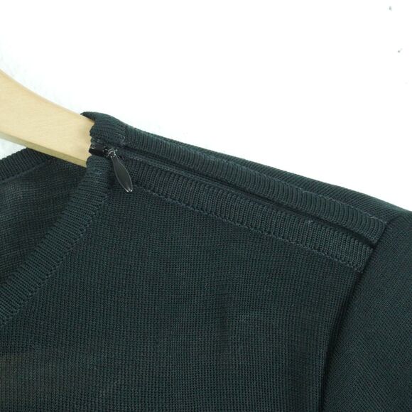 Ming Wang XS Top Black Knit Long Sleeve Sheer Stripe Modern Career Minimal Zip - Picture 3 of 9